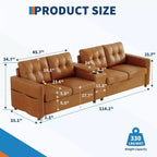 Canapé sectionnel moderne pour 4 personnes, canapé compact avec console de rangement, station de recharge et porte-gobelets, pour salons, petits espaces