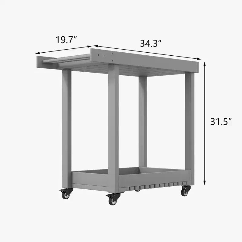 Dessert polyvalent – Chariot de préparation d'extérieur à deux niveaux avec roues et support avec couvercle – Capacité de 227 kg – Convient pour la maison, le bureau, le patio et le barbecue