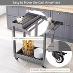 Dessert polyvalent – Chariot de préparation d'extérieur à deux niveaux avec roues et support avec couvercle – Capacité de 227 kg – Convient pour la maison, le bureau, le patio et le barbecue