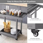 Dessert polyvalent – Chariot de préparation d'extérieur à deux niveaux avec roues et support avec couvercle – Capacité de 227 kg – Convient pour la maison, le bureau, le patio et le barbecue
