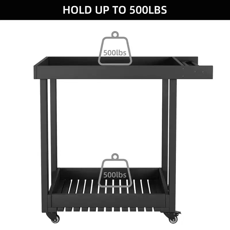 Dessert polyvalent – Chariot de préparation d'extérieur à deux niveaux avec roues et support avec couvercle – Capacité de 227 kg – Convient pour la maison, le bureau, le patio et le barbecue