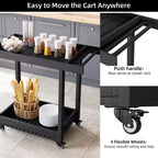 Dessert polyvalent – Chariot de préparation d'extérieur à deux niveaux avec roues et support avec couvercle – Capacité de 227 kg – Convient pour la maison, le bureau, le patio et le barbecue