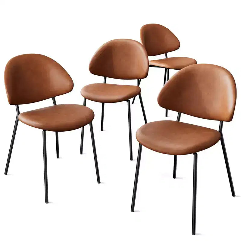 Lot de 4 chaises de salle à manger Okak Modern sans accoudoirs, design minimaliste, pour cuisine et salle à manger, avec assise rembourrée en boucle/PU