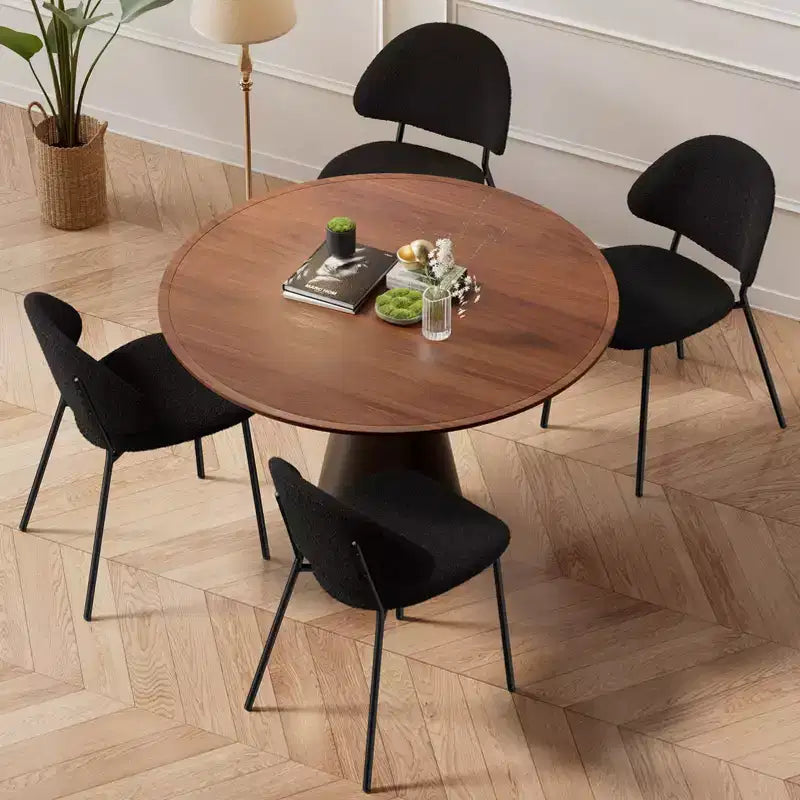 Lot de 4 chaises de salle à manger Okak Modern sans accoudoirs, design minimaliste, pour cuisine et salle à manger, avec assise rembourrée en boucle/PU
