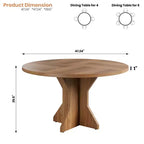 Table à manger ronde 47" pour petits espaces - Noire, 4-6 places, piètement en bois massif K-leg