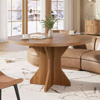 Table à manger ronde 47" pour petits espaces - Noire, 4-6 places, piètement en bois massif K-leg