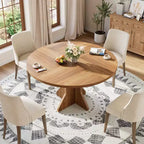 Table à manger ronde 47" pour petits espaces - Noire, 4-6 places, piètement en bois massif K-leg