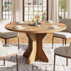 Table à manger ronde 47" pour petits espaces - Noire, 4-6 places, piètement en bois massif K-leg