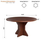 Table à manger ronde 47" pour petits espaces - Noire, 4-6 places, piètement en bois massif K-leg