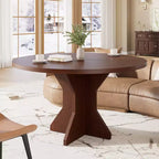 Table à manger ronde 47" pour petits espaces - Noire, 4-6 places, piètement en bois massif K-leg