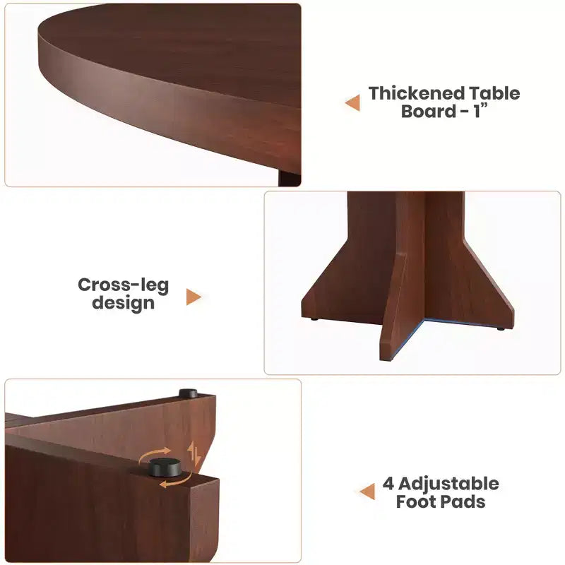 Table à manger ronde 47" pour petits espaces - Noire, 4-6 places, piètement en bois massif K-leg