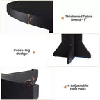 Table à manger ronde 47" pour petits espaces - Noire, 4-6 places, piètement en bois massif K-leg