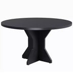 47 Round Dining Table for Small Spaces - Black, Seats 4-6, K-Leg Solid Wood Base