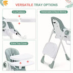 Chaise Haute Bébé GustoWave pour Tout-petits de 1 à 4 Ans, Chaise Haute Bébé Pliante avec Plateau Amovible, Chaise Pliante Légère