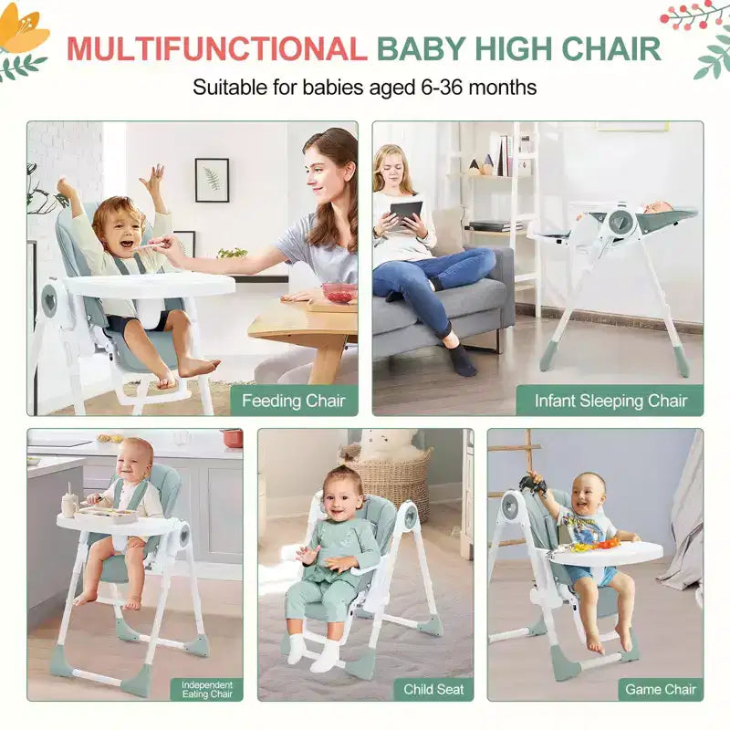 Chaise Haute Bébé GustoWave pour Tout-petits de 1 à 4 Ans, Chaise Haute Bébé Pliante avec Plateau Amovible, Chaise Pliante Légère