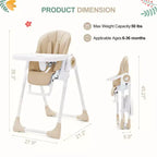 Chaise Haute Bébé GustoWave pour Tout-petits de 1 à 4 Ans, Chaise Haute Bébé Pliante avec Plateau Amovible, Chaise Pliante Légère
