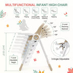 Chaise Haute Bébé GustoWave pour Tout-petits de 1 à 4 Ans, Chaise Haute Bébé Pliante avec Plateau Amovible, Chaise Pliante Légère