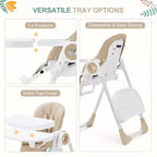 Chaise Haute Bébé GustoWave pour Tout-petits de 1 à 4 Ans, Chaise Haute Bébé Pliante avec Plateau Amovible, Chaise Pliante Légère