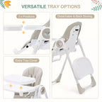 Chaise Haute Bébé GustoWave pour Tout-petits de 1 à 4 Ans, Chaise Haute Bébé Pliante avec Plateau Amovible, Chaise Pliante Légère
