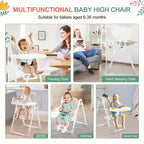 Chaise Haute Bébé GustoWave pour Tout-petits de 1 à 4 Ans, Chaise Haute Bébé Pliante avec Plateau Amovible, Chaise Pliante Légère