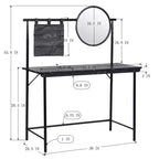 FurnitureR Coiffeuse avec Miroir Circulaire Amovible Table de Maquillage Simple Bureau de Maquillage Multifonctionnel Bureau d'Écriture pour Chambre à Coucher, Noir