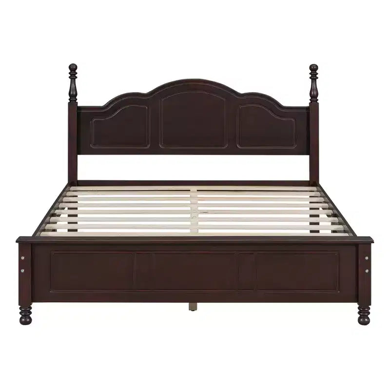 Cadre de lit plateforme rétro en bois avec tête de lit pour chambre à coucher