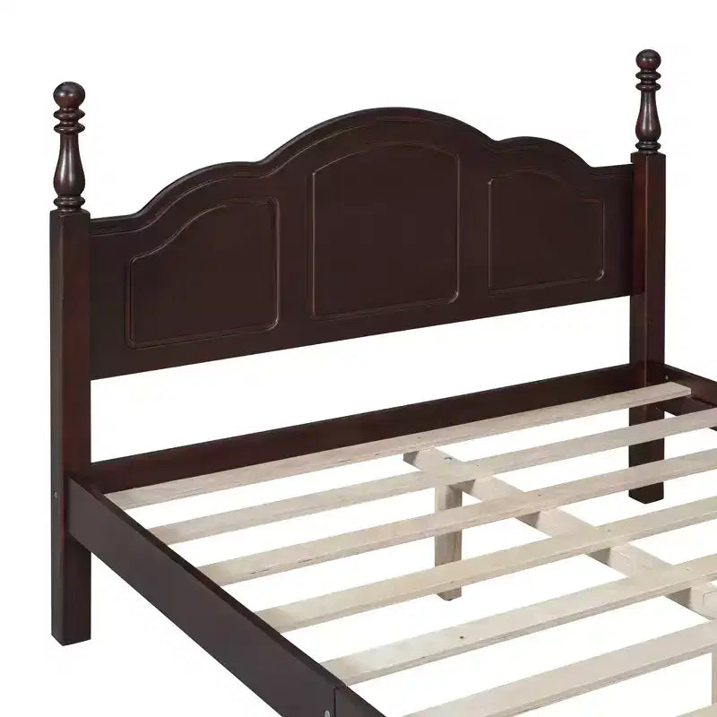 Cadre de lit plateforme rétro en bois avec tête de lit pour chambre à coucher