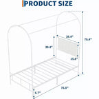 Cadre de lit jumeau COZONY avec tête de lit capitonnée, plateforme de lit en métal avec design arqué et rangement sous le lit, pas besoin de sommier tapissier