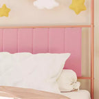 Cadre de lit jumeau COZONY avec tête de lit capitonnée, plateforme de lit en métal avec design arqué et rangement sous le lit, pas besoin de sommier tapissier