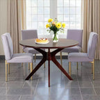 MAYEERTY Table à manger ronde tulipe 31,5, Plateau en bois, Piétement en métal, 2-4 places, Noir