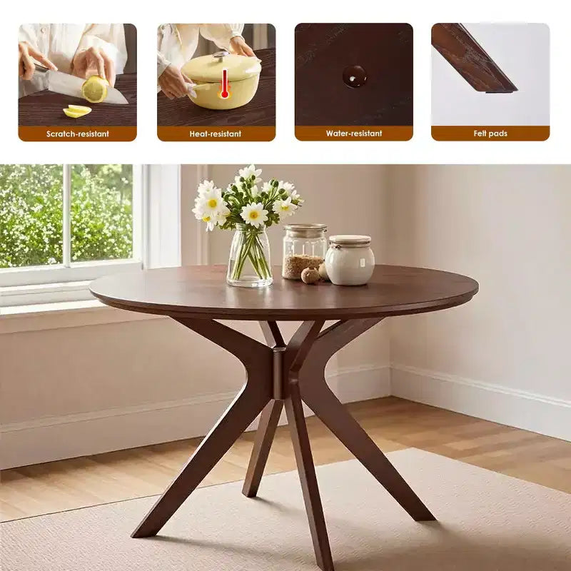 MAYEERTY Table à manger ronde tulipe 31,5, Plateau en bois, Piétement en métal, 2-4 places, Noir