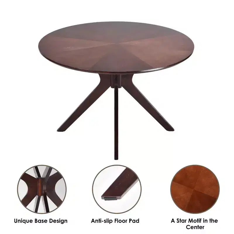 MAYEERTY Table à manger ronde tulipe 31,5, Plateau en bois, Piétement en métal, 2-4 places, Noir