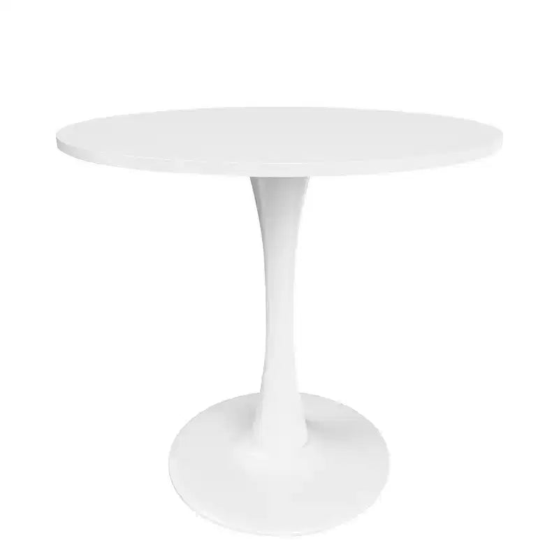 MAYEERTY Table à manger ronde tulipe 31,5, Plateau en bois, Piétement en métal, 2-4 places, Noir