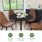 MAYEERTY Table à manger ronde tulipe 31,5, Plateau en bois, Piétement en métal, 2-4 places, Noir