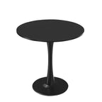 MAYEERTY Table à manger ronde tulipe 31,5, Plateau en bois, Piétement en métal, 2-4 places, Noir