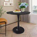 MAYEERTY 31.5 Small Round Dining Tulip Table, Wood Top, Metal Base, Seats 2-4, Black