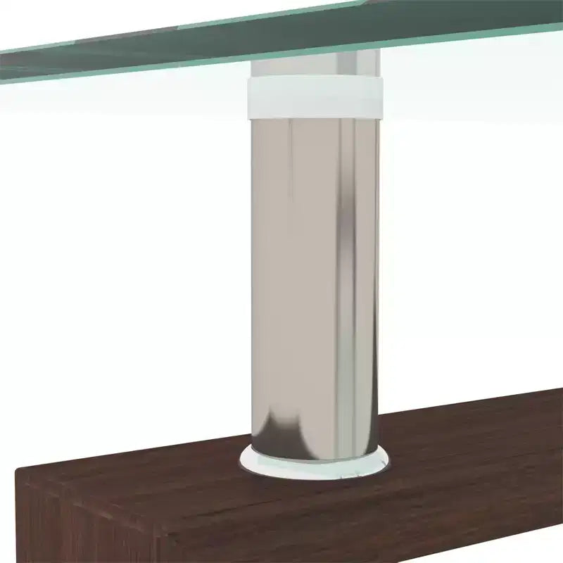 Table basse moderne rectangulaire en verre avec étagère inférieure, table d'appoint pour salon ou bureau