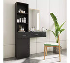 Coiffeuse noire moderne et simple, rangement multi-niveaux, grand espace de rangement