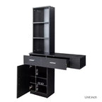 Coiffeuse noire moderne et simple, rangement multi-niveaux, grand espace de rangement