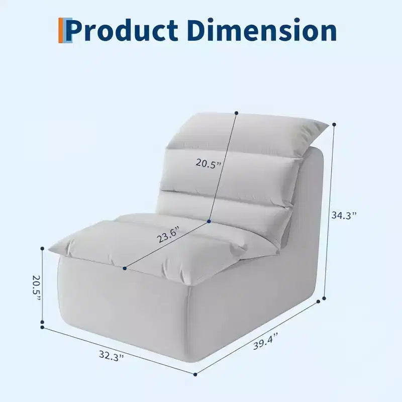 Pouf Poire Paresseux GustoWave, Canapé de Sol avec Mousse Haute Résilience, Base Antidérapante, Poufs pour Adultes, Gris