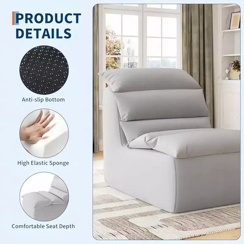 Pouf Poire Paresseux GustoWave, Canapé de Sol avec Mousse Haute Résilience, Base Antidérapante, Poufs pour Adultes, Gris