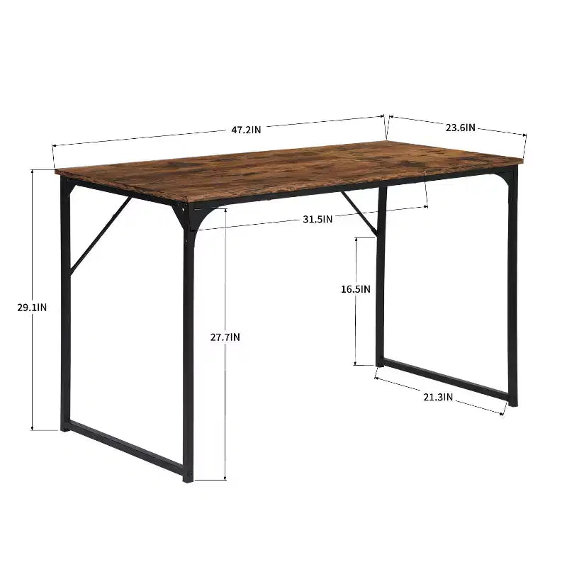 FurnitureR 47,2 Table de bureau à domicile Simple bureau d'ordinateur portable Cadres métalliques robustes pour salle d'étude, Marron rustique