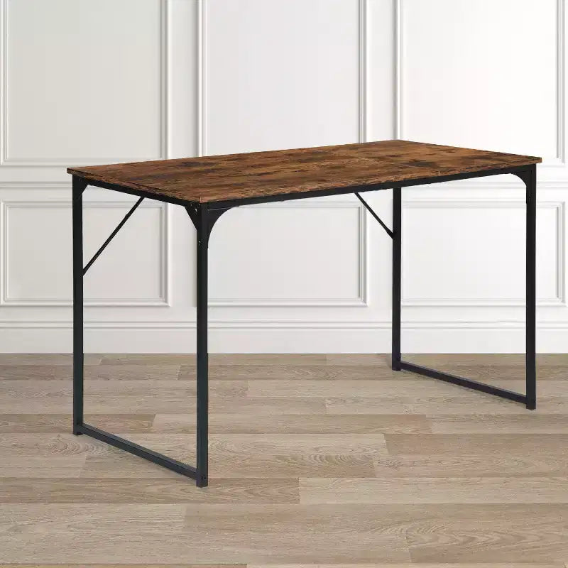 FurnitureR 47,2 Table de bureau à domicile Simple bureau d'ordinateur portable Cadres métalliques robustes pour salle d'étude, Marron rustique