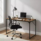 FurnitureR 47,2 Table de bureau à domicile Simple bureau d'ordinateur portable Cadres métalliques robustes pour salle d'étude, Marron rustique