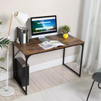 FurnitureR 47,2 Table de bureau à domicile Simple bureau d'ordinateur portable Cadres métalliques robustes pour salle d'étude, Marron rustique