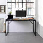 FurnitureR 55 Bureau d'ordinateur pour ordinateur portable avec cadres métalliques robustes pour salle d'étude, marron et noir