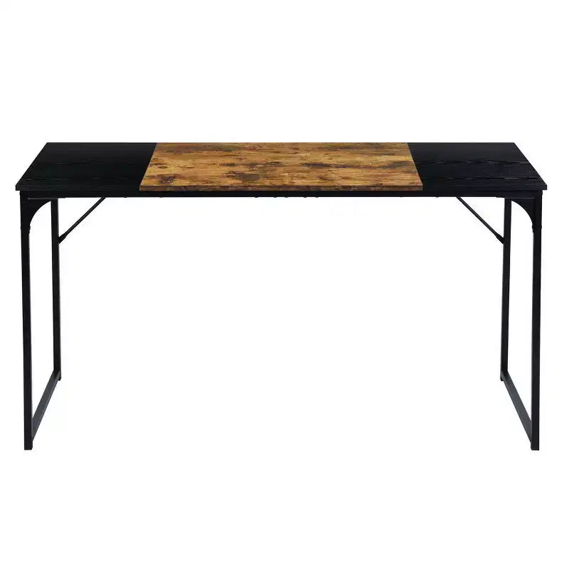 FurnitureR 55 Bureau d'ordinateur pour ordinateur portable avec cadres métalliques robustes pour salle d'étude, marron et noir