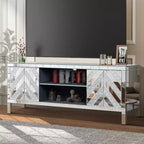 Meuble TV pour téléviseur de 65 pouces, meuble central de style Mid-Century avec rangement, console TV avec étagère ouverte et 2 armoires pour chambre et salon