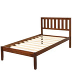 Cadre de lit plateforme double en bois avec tête de lit et pied de lit pour enfants, garçons, filles, adolescents, adultes, Noyer