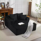 61 Fauteuils longues surdimensionnés d'intérieur, canapé sans os rembourré en velours côtelé, canapé sans os confortable 2 places "nuage", 4 oreillers et accoudoirs